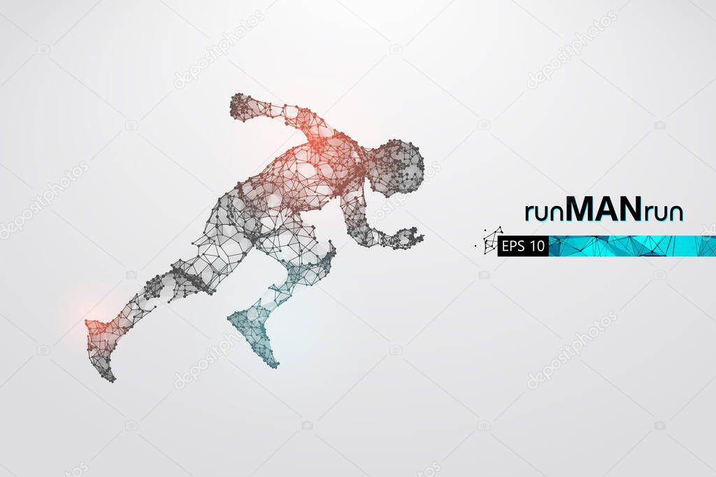 Abstract silhouette of a wireframe running athlete, man on the white background. Athlete runs sprint and marathon. Convenient organization of eps file. Vector illustration. Thanks for watching