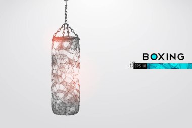 Beyaz arka planda bir kum torbasının soyut silueti. Boks malzemeleri. Boksör kazandı. EP dosyasının uygun organizasyonu. Vektör çizimi. İzlediğiniz için teşekkürler.