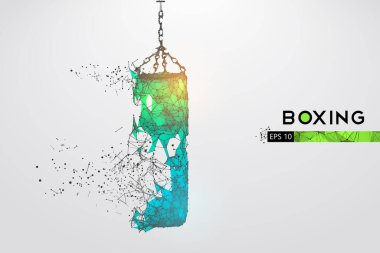 Beyaz arka planda bir kum torbasının soyut silueti. Boks malzemeleri. Boksör kazandı. EP dosyasının uygun organizasyonu. Vektör çizimi. İzlediğiniz için teşekkürler.