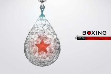Beyaz arka planda bir kum torbasının soyut silueti. Boks malzemeleri. Boksör kazandı. EP dosyasının uygun organizasyonu. Vektör çizimi. İzlediğiniz için teşekkürler.