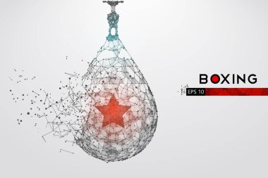 Beyaz arka planda bir kum torbasının soyut silueti. Boks malzemeleri. Boksör kazandı. EP dosyasının uygun organizasyonu. Vektör çizimi. İzlediğiniz için teşekkürler.