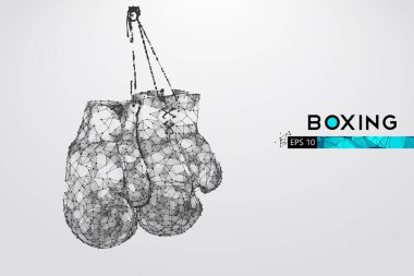 Abstract silhouette of a wireframe boxer gloves on the white background. Boxing sports equipment. Boxer is winner. Convenient organization of eps file. Vector illustration. Thanks for watching clipart