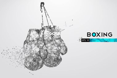 Beyaz arka planda bir kablo boksör eldiveninin soyut silueti. Boks malzemeleri. Boksör kazandı. EP dosyasının uygun organizasyonu. Vektör çizimi. İzlediğiniz için teşekkürler.