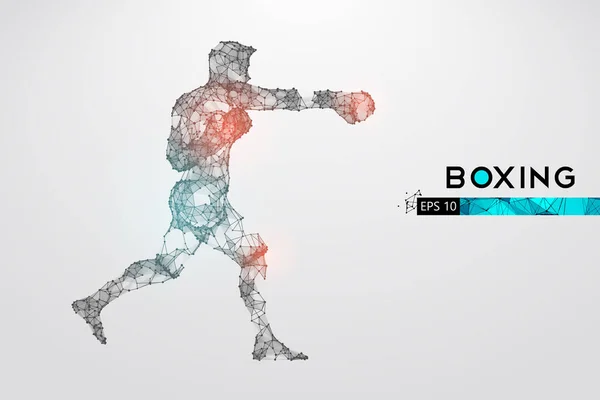 Silueta abstracta de un boxeador con guantes de boxeo en el fondo blanco. Boxeador es el ganador. Conveniente organización del archivo eps. Ilustración vectorial. Gracias por mirar. — Vector de stock