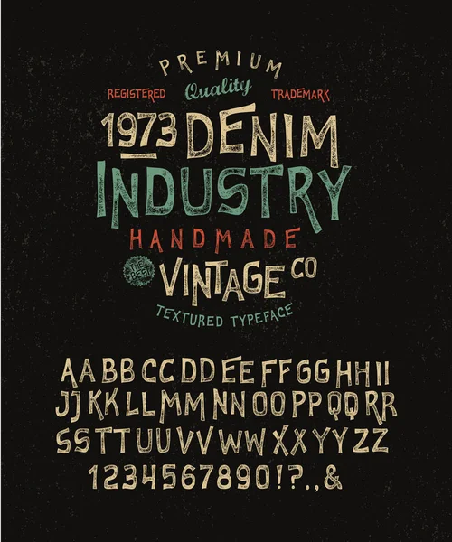 INDUSTRIA FONT DENIM — Vettoriale Stock