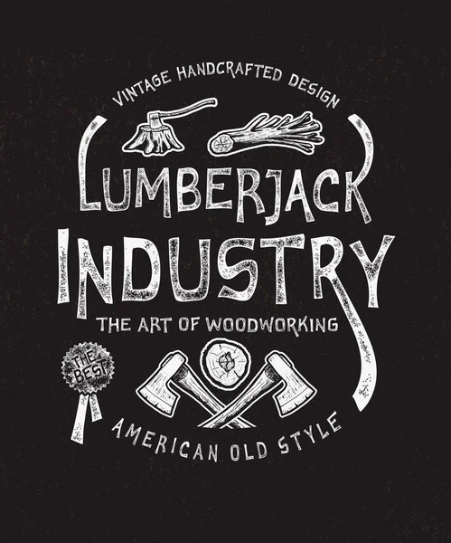 Lumberjack industrin. Handritad — Stock vektor