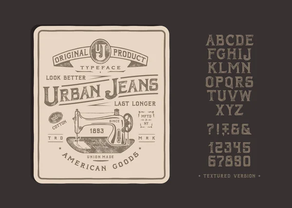 Lettertype stedelijke Jeans — Stockvector