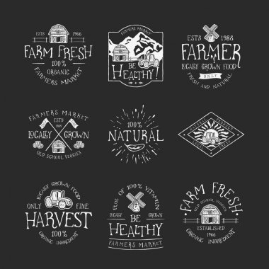 SET OF BADGE FOR FARMERS MARKET clipart