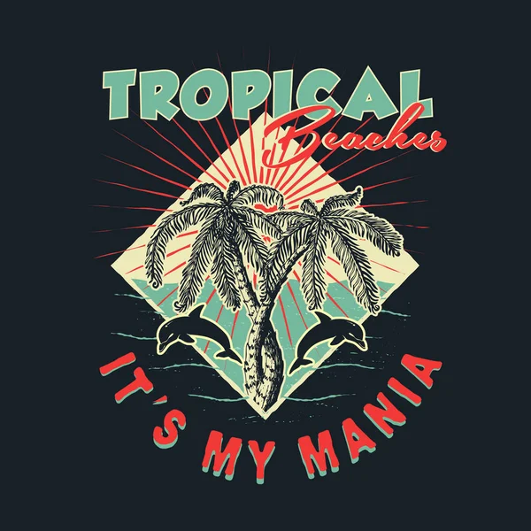 Playas TROPICALES. Hecho a mano — Vector de stock