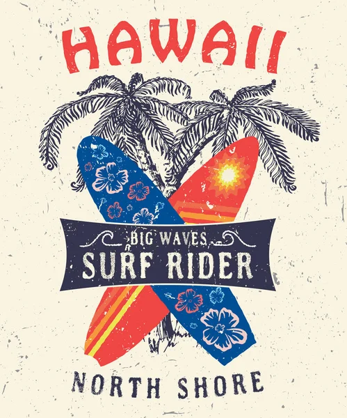 Havaí North Shore Surf Rider. — Vetor de Stock