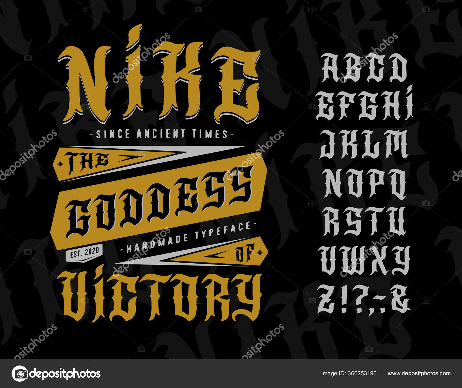 Font Nike, the Goddess Victory. Stock Vector ©MagicPics 366253196