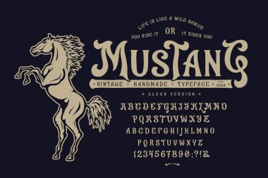 Yazı tipi Mustang. Klasik yazı tipi tasarımı