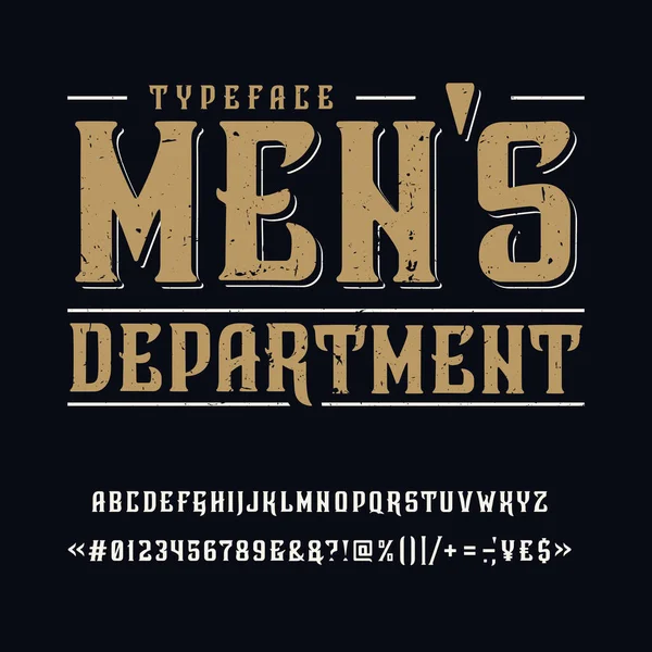 Czcionka Mens Department. Vintage projekt kroju pisma. — Wektor stockowy