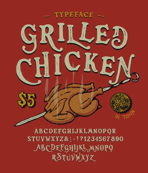 Font Grilled Chicken. Vintage design. — Stock Vector