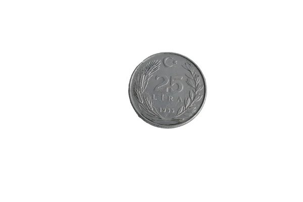 Antika mynt på en vit — Stockfoto