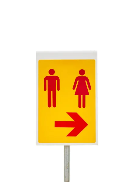 Toilet Sign and Symbol with arrow isolate on white background — Stock Photo, Image