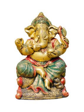 Altın Hindu Tanrı Ganesha efendisi başarı izole beyaz arka plan üzerinde