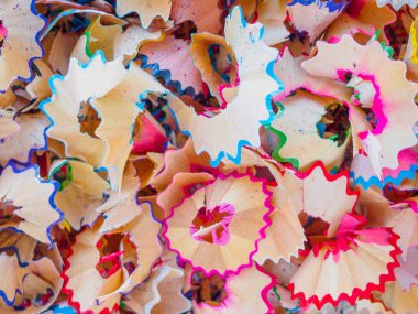 Bilenmiş renk kalem ve kurşun kalem talaş doku arka plan