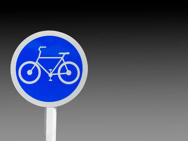 Panneau de piste cyclable et symboles isoler sur dégradé fond noir et blanc — Photo