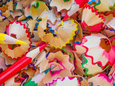 Bilenmiş renk kalem ve kurşun kalem talaş doku arka plan