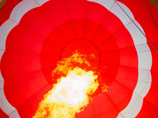 Closeup colorful of Hot air balloon with fire