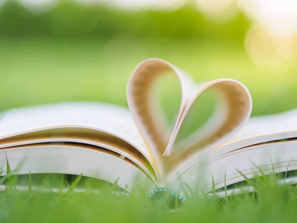 kitap Bahçe üsttekini açıldı ve kalp şekli oluşturan sayfalar ile tablo