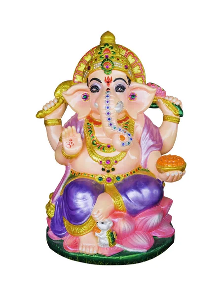 Hindu God Ganesha Lord of Success isolate on white background with Clipping path — Stock Photo, Image