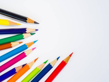 Beyaz arka plan üzerinde renkli kalem portre. 