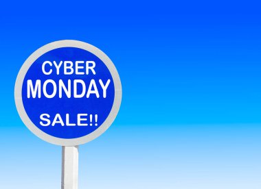 Siber Pazartesi satış kavramı mavi yol işareti.