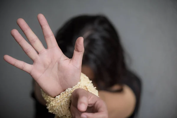 停止滥用暴力的妇女手势, — 图库照片