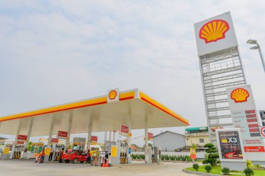 Pattaya, Chonburi, Tayland - 3 Şubat 2018: Shell benzin istasyonu