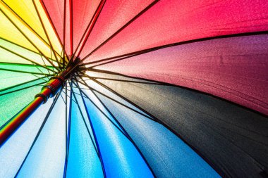 Alt görünümü gökkuşağı şemsiye doku arka plan.