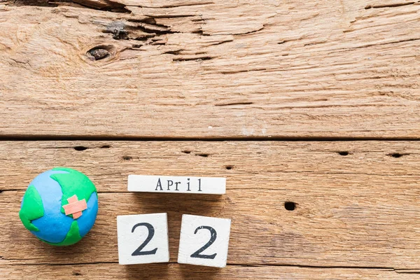 Wooden Block calendar for World Earth Day April 22