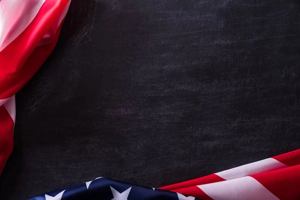 Happy Veterans Day. American flags veterans against a blackboard background. — Stock Photo, Image