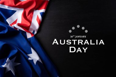 Australia day concept. Australian flag with the text Happy Austr