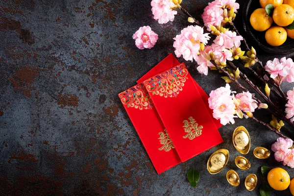 Decoraciones del festival de año nuevo chino pow o paquete rojo, naranja —  Fotos de Stock