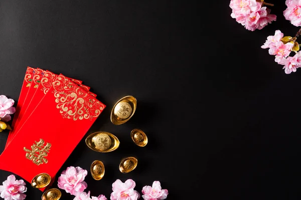 Kínai újév fesztivál dekorációk pow vagy piros csomag, narancs — Stock Fotó