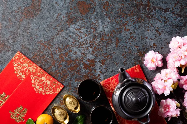 Decoraciones del festival de año nuevo chino pow o paquete rojo, naranja — Foto de Stock