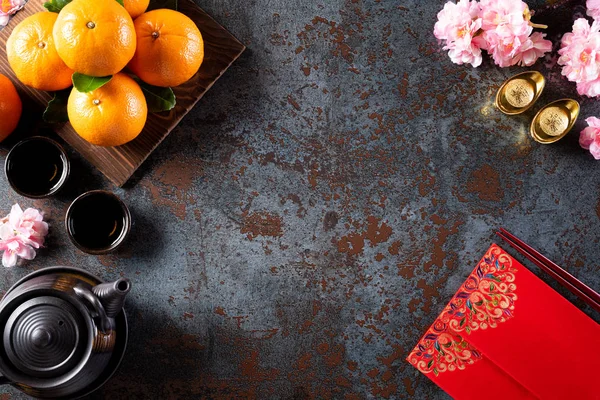 Chinese new year festival decorations pow or red packet, orange — Stockfoto