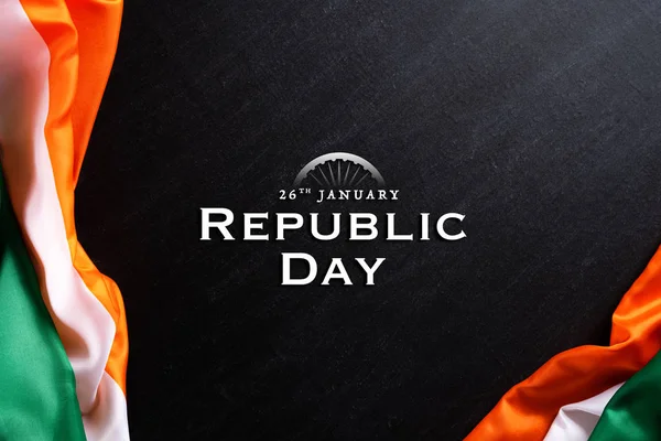 Indian republic day concept. Indian flag with the text Happy rep — Stockfoto