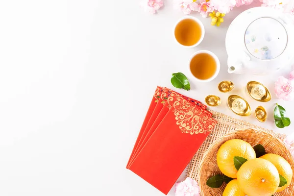 Ano novo chinês festival decorações pow ou pacote vermelho, laranja — Fotografia de Stock