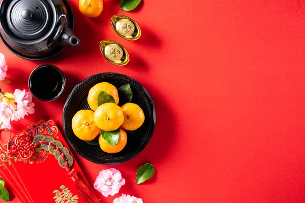 Китайский новогодний праздник украшения pow или красный пакет, оранжевый — стоковое фото