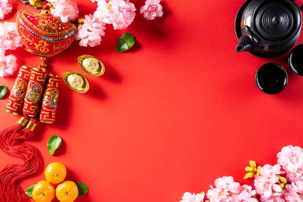 Decoraciones del festival de año nuevo chino pow o paquete rojo, naranja — Foto de Stock