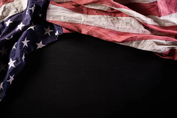 Grattis Minnesdagen Amerikanska Flaggor Med Texten Kontrollera Honor Mot Svart — Stockfoto