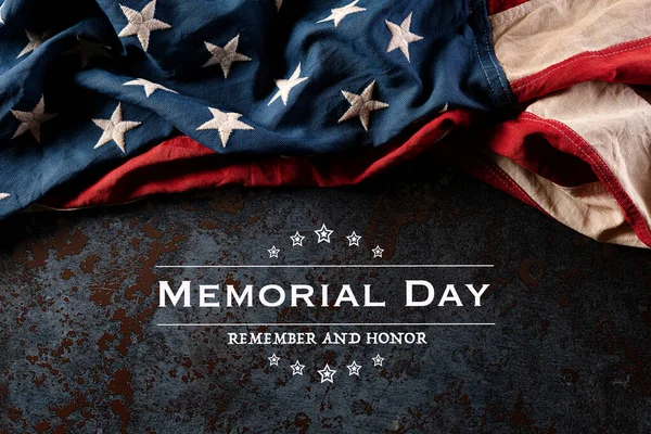 Feliz Dia Memorial Bandeiras Americanas Com Texto Remember Honor Fundo — Fotografia de Stock
