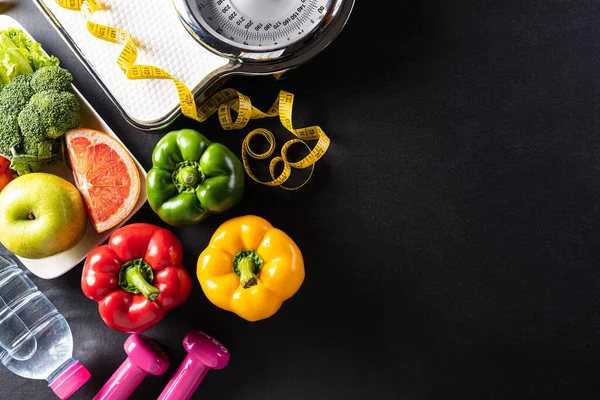 Dia Mundial Saúde Saúde Conceito Médico Alimentos Saudáveis Incluindo Frutas — Fotografia de Stock