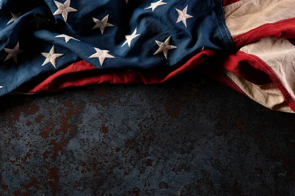 Happy Memorial Day American Flags Black Stone Texture Background May — Stock Photo, Image