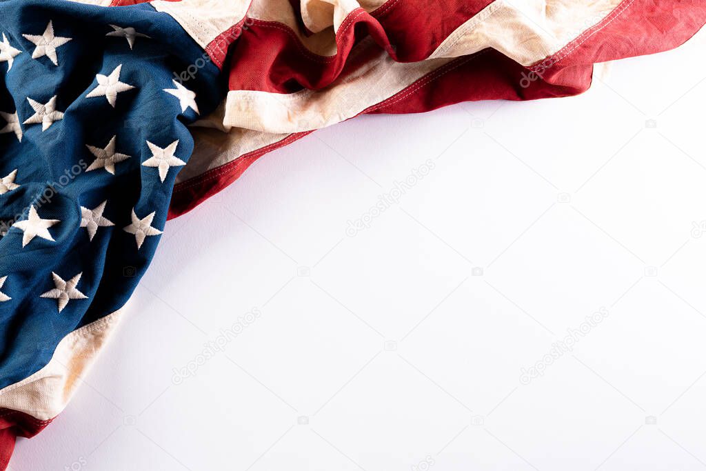 Happy Independence Day. American flags against a white background. July 4.