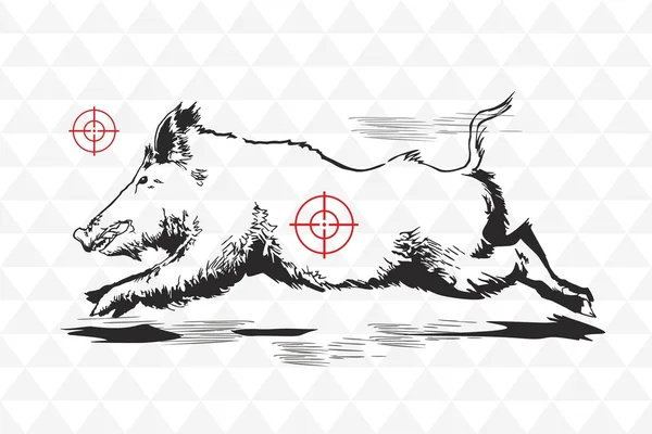 野生のイノシシ ベクトル手描きイラスト — ストックベクタ
