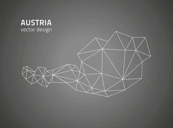 Austria outline vector black triangle perspective mosaic map — Stock Vector